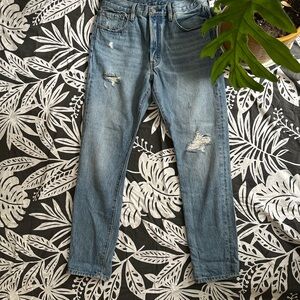 Classic 501 Levi's Light Blue Distressed Button Up Skinny Jeans